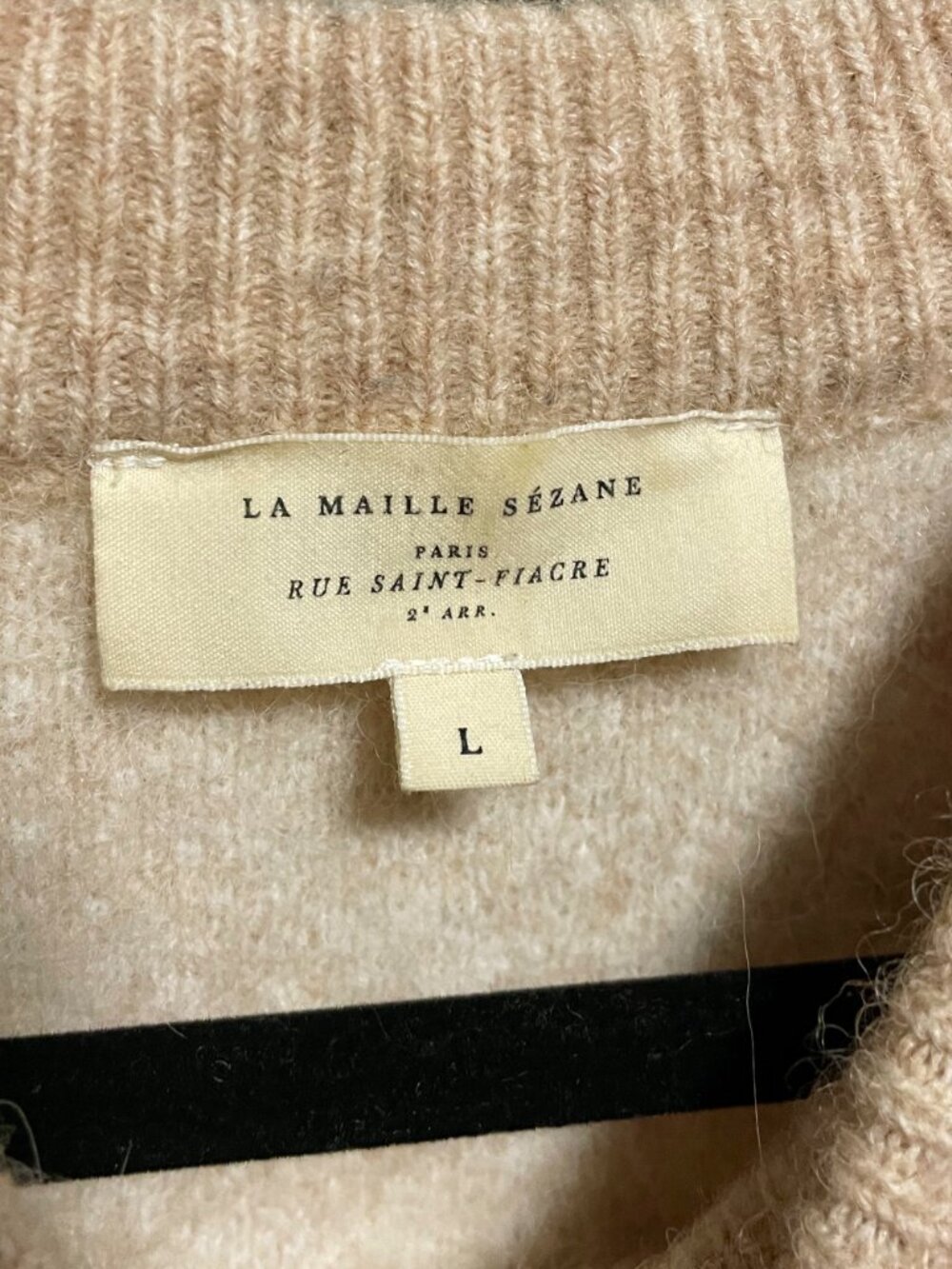 EUC Sezane Becky Wool Mohair Gingham Check Sweater Beige Ecru Large - Picture 6 of 8